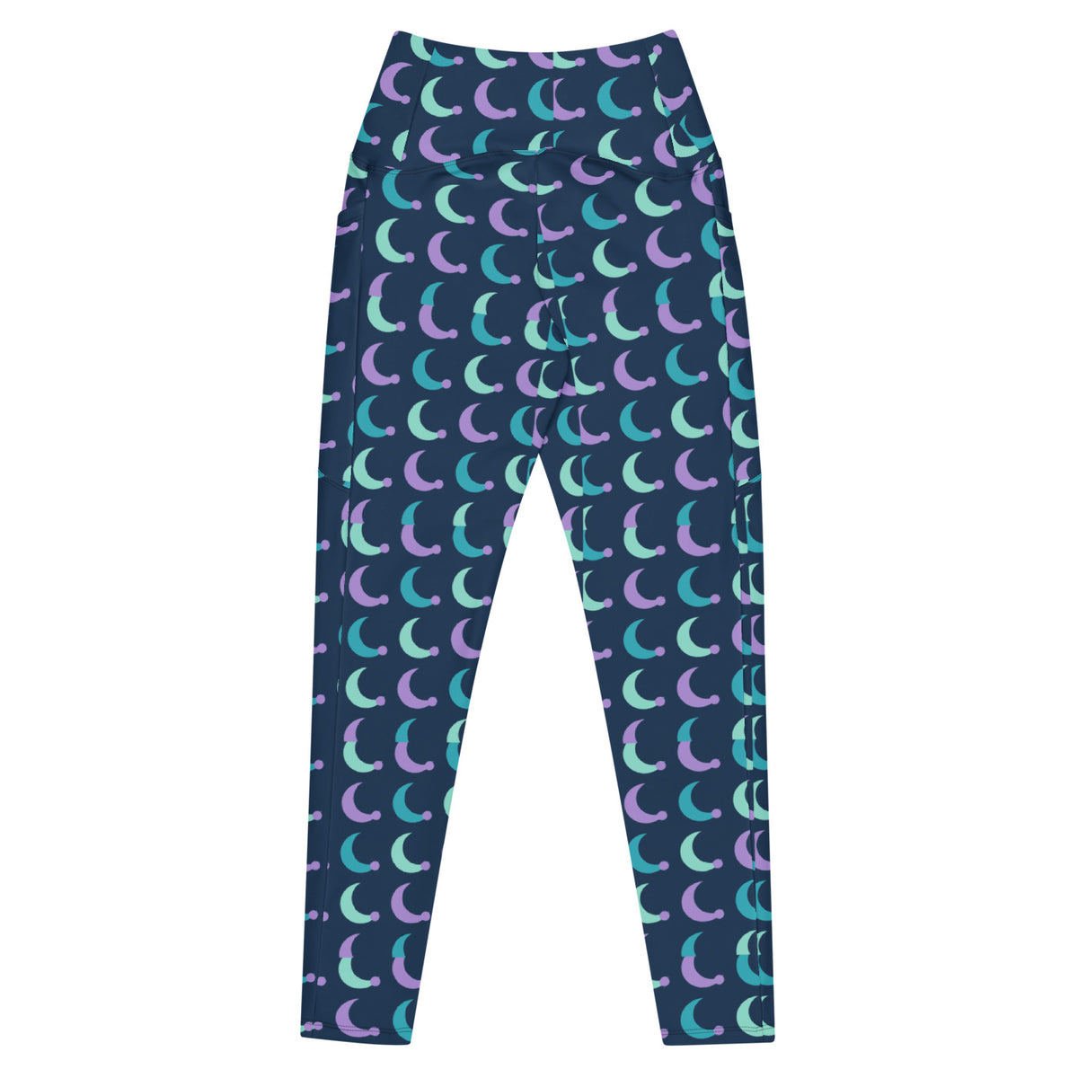 Turquoise Eclipse leggings with pockets, Printful supplier back mockup