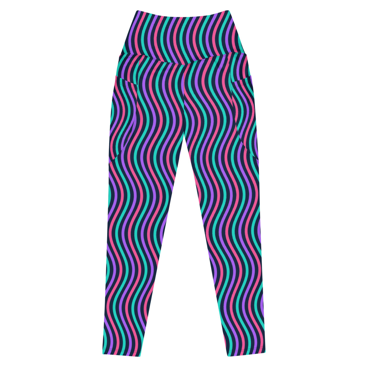 Aurora Contour leggings with pockets, Printful supplier front mockup