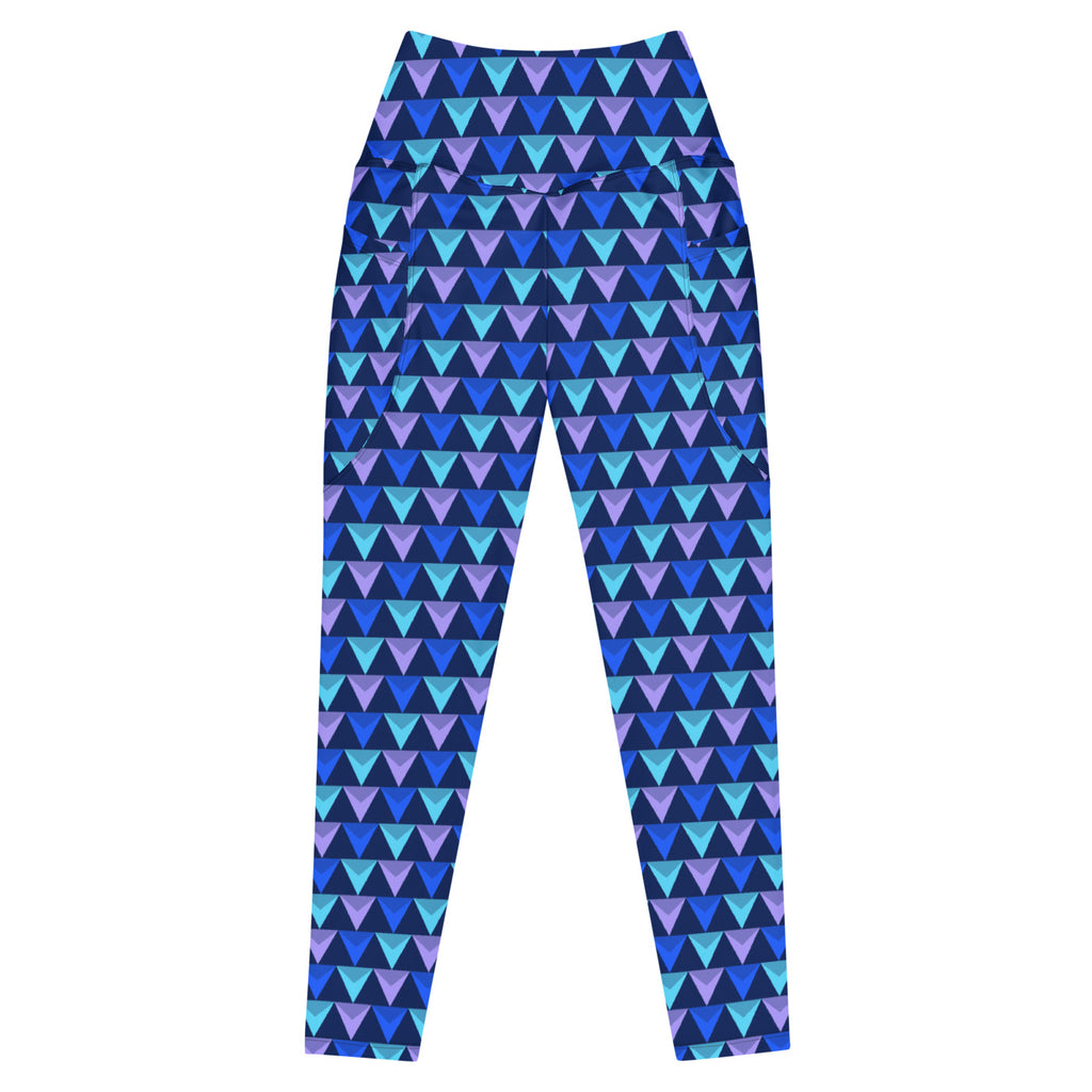 Cobalt Prism leggings with pockets, Printful supplier front mockup