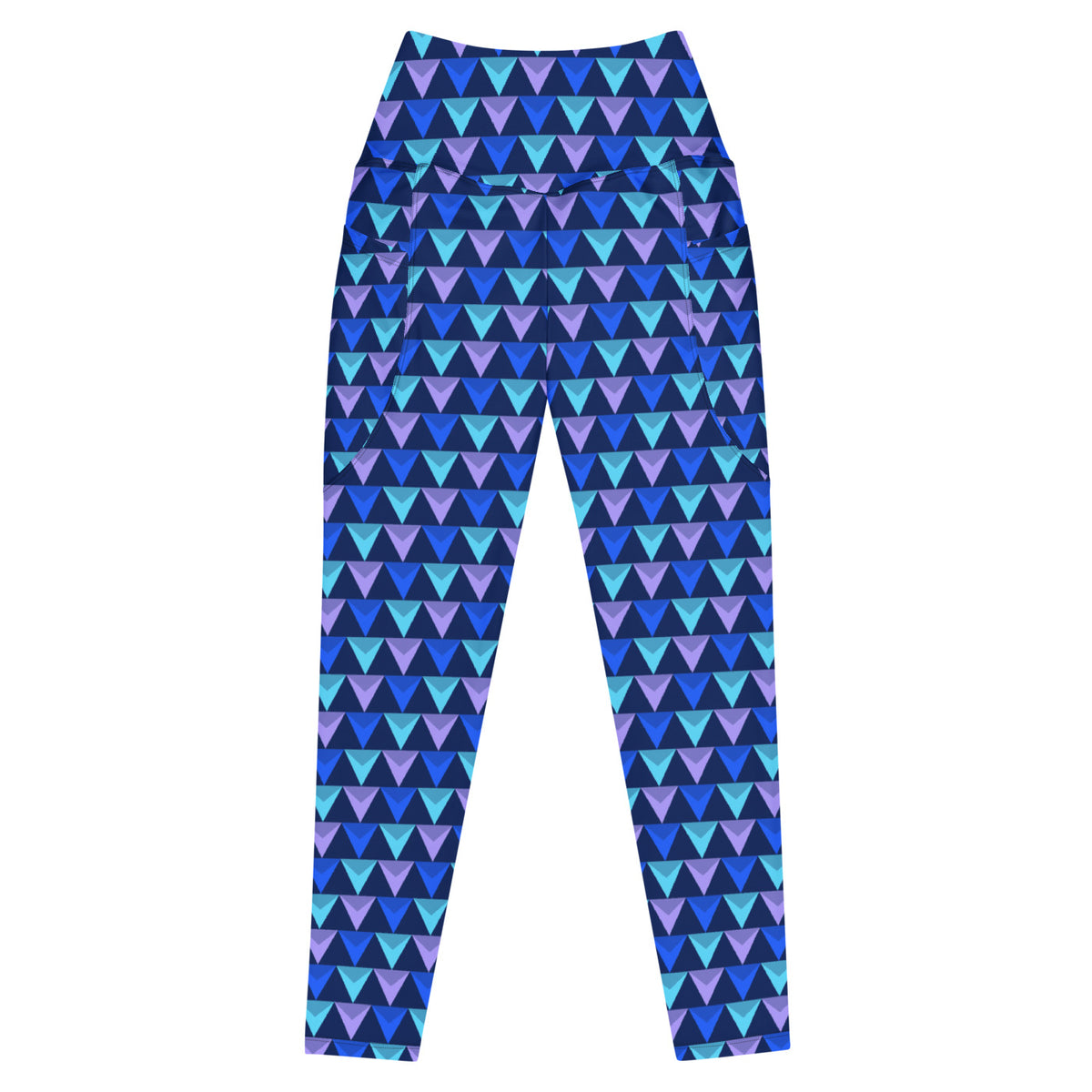Cobalt Prism leggings with pockets, Printful supplier front mockup