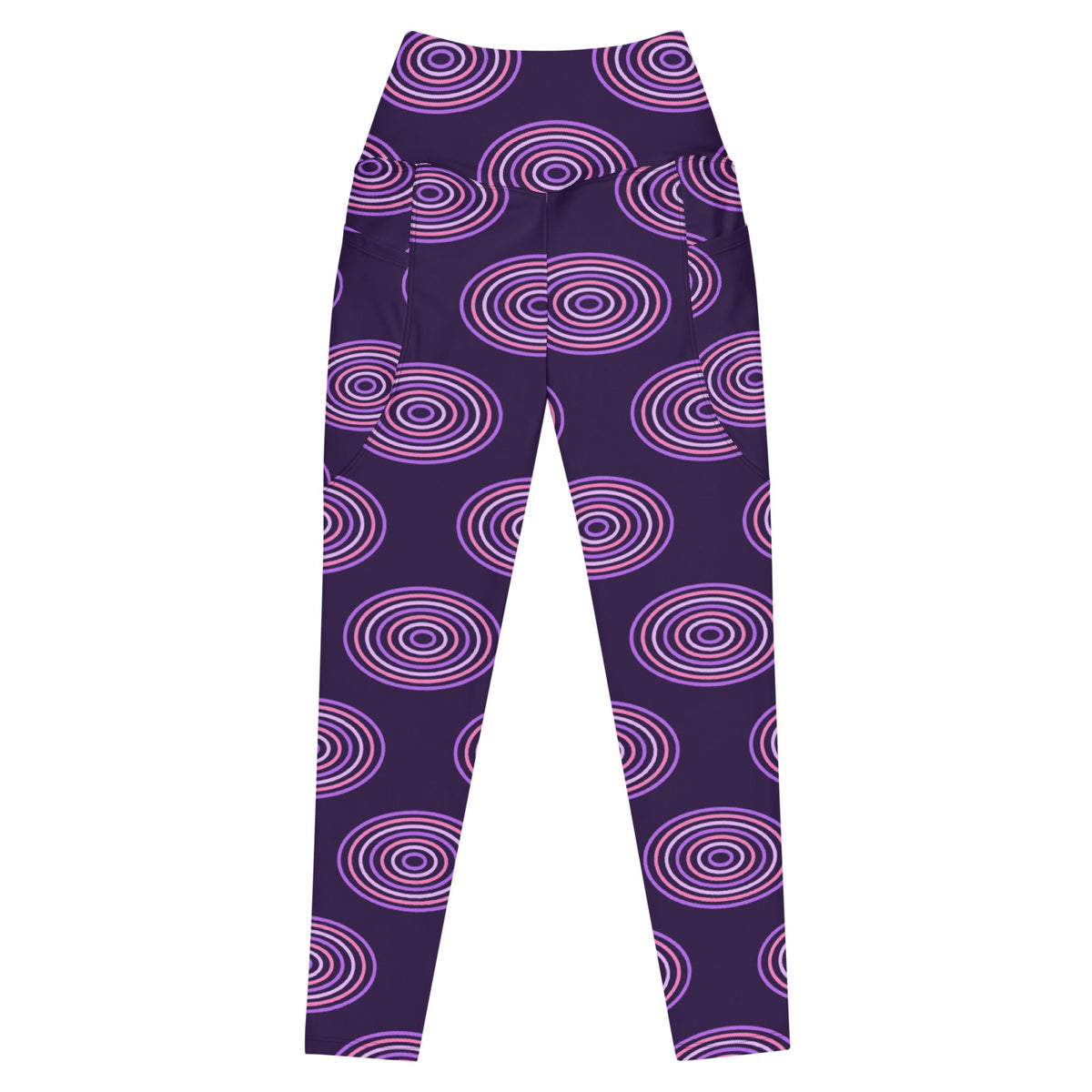 Orchid Ripple leggings with pockets, Printful supplier front mockup