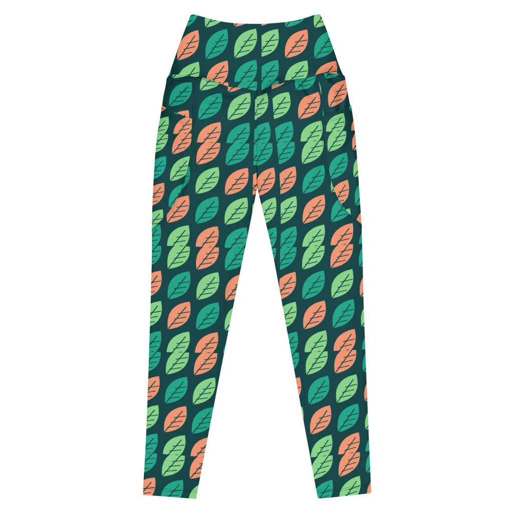 Tropic Canopy leggings with pockets, Printful supplier front mockup