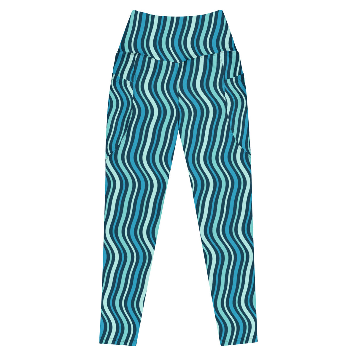 Glacier Current leggings with pockets, Printful supplier front mockup