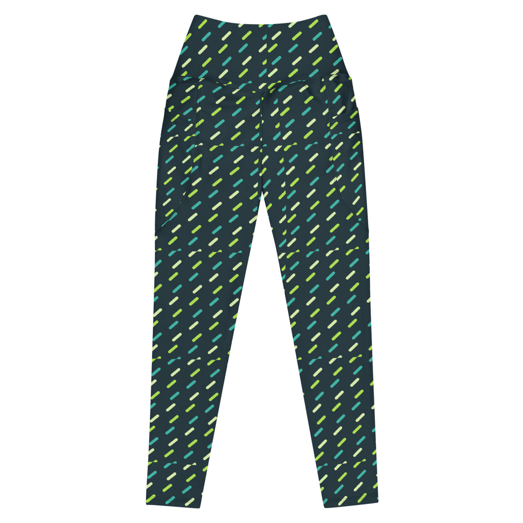 Lime Kinetic leggings with pockets, Printful supplier front mockup