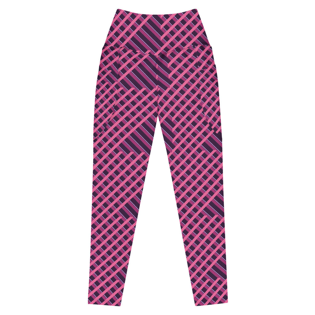 Berry Lattice leggings with pockets, Printful supplier front mockup