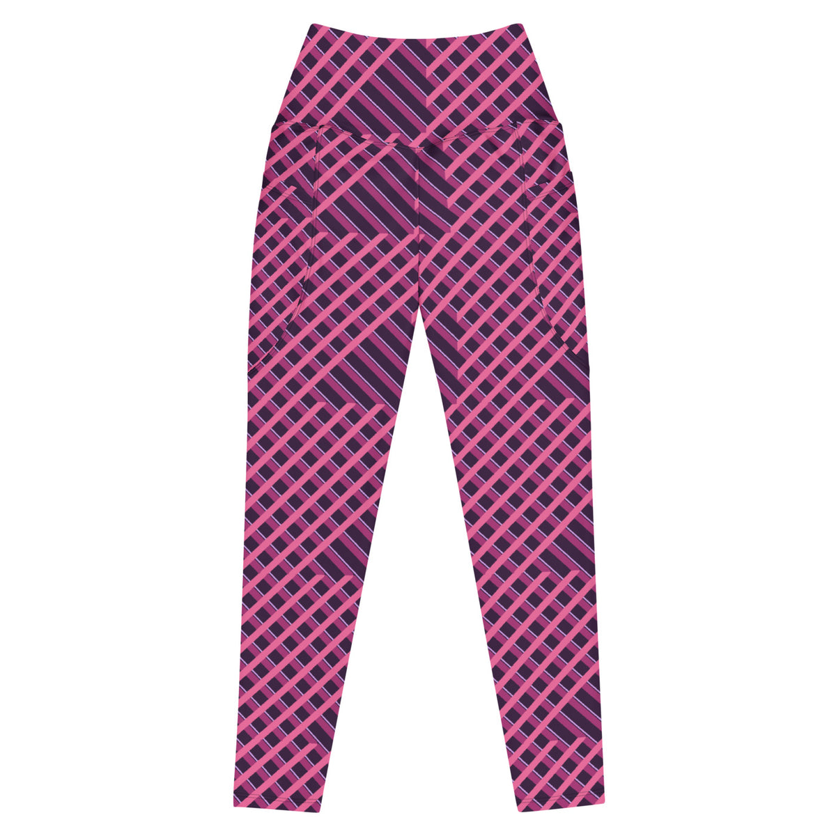 Berry Lattice leggings with pockets, Printful supplier front mockup