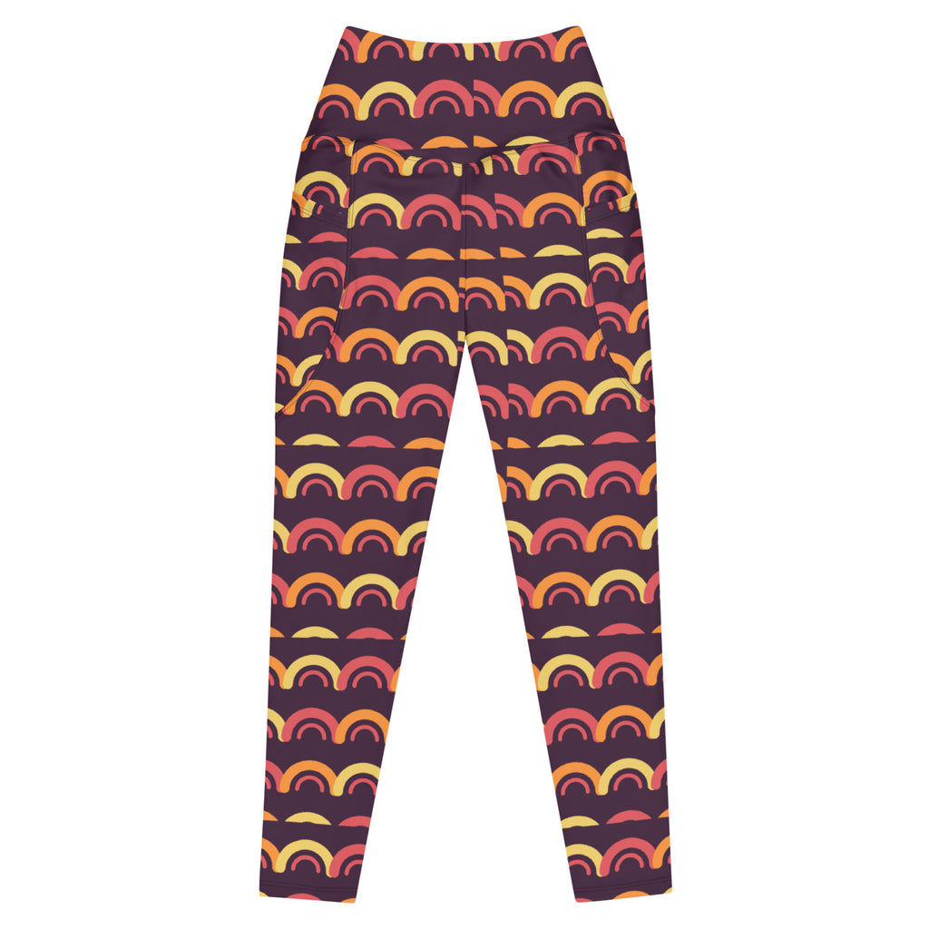 Solar Arc leggings with pockets, Printful supplier front mockup