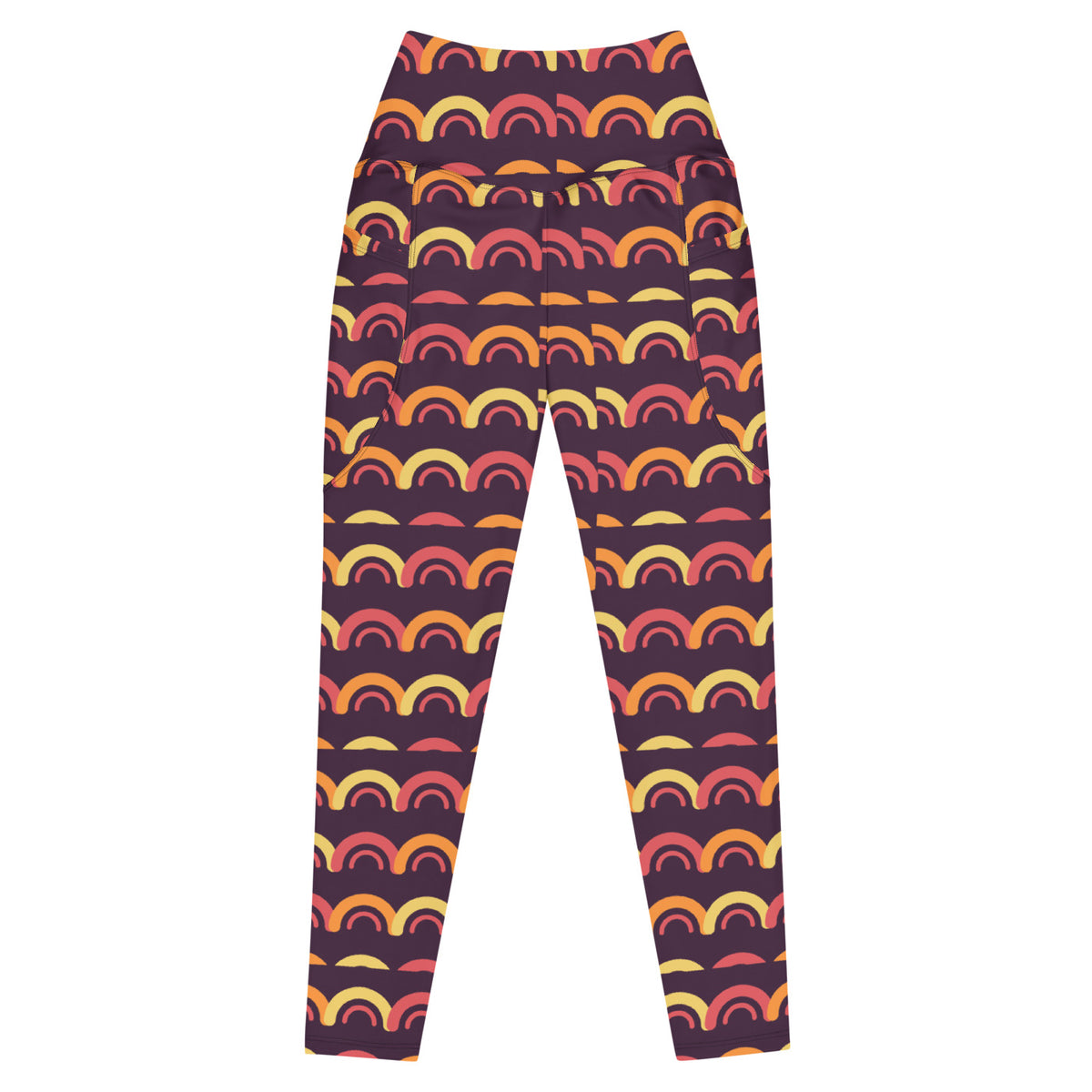Solar Arc leggings with pockets, Printful supplier front mockup