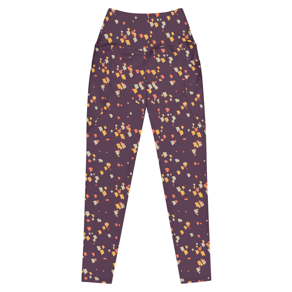 Mango Terrazzo leggings with pockets, Printful supplier front mockup