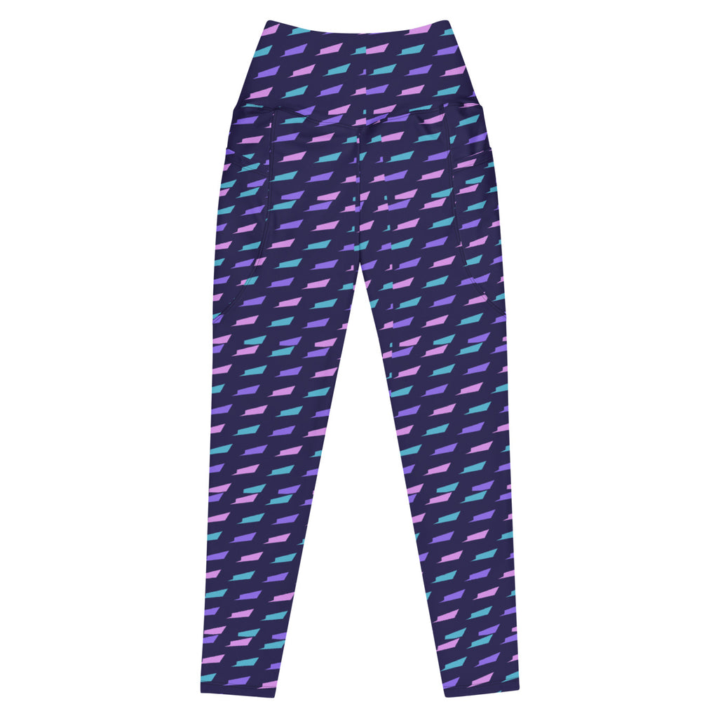 Violet Brush leggings with pockets, Printful supplier front mockup