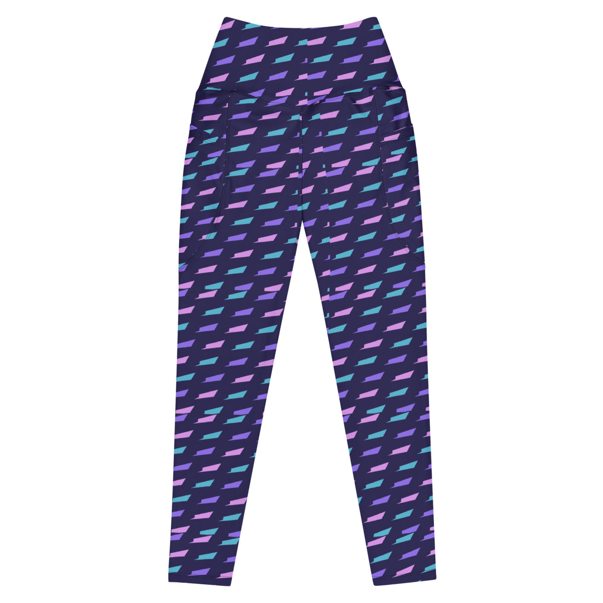 Violet Brush leggings with pockets, Printful supplier front mockup