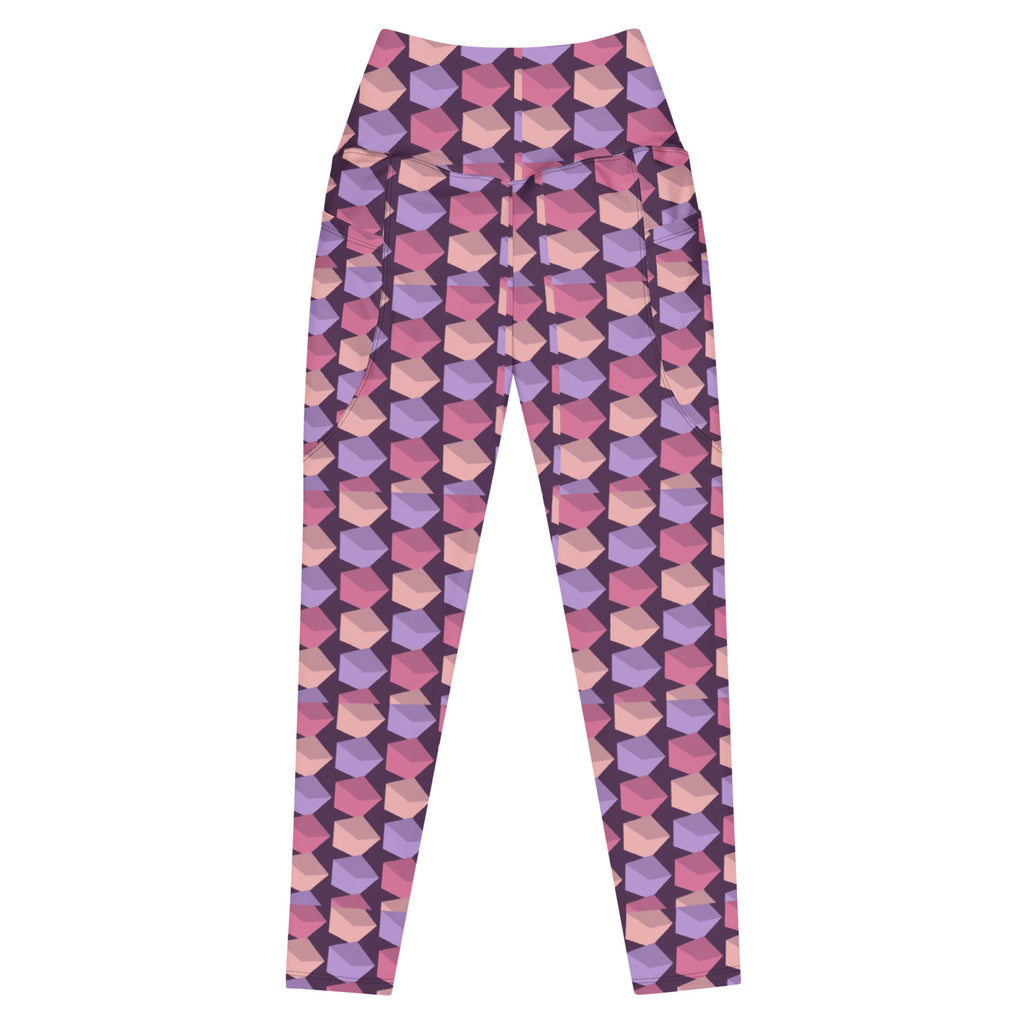 Rose Quartz leggings with pockets, Printful supplier front mockup