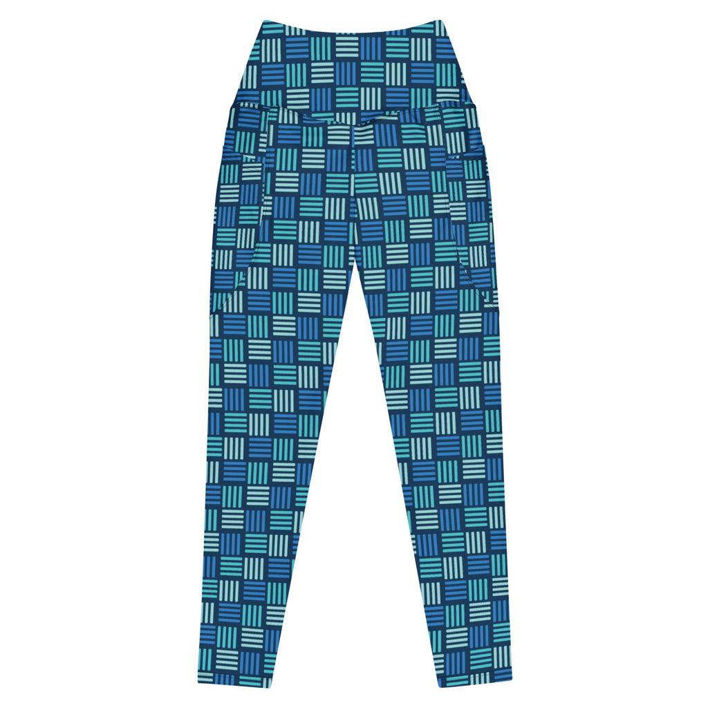 Ocean Basket leggings with pockets, Printful supplier front mockup