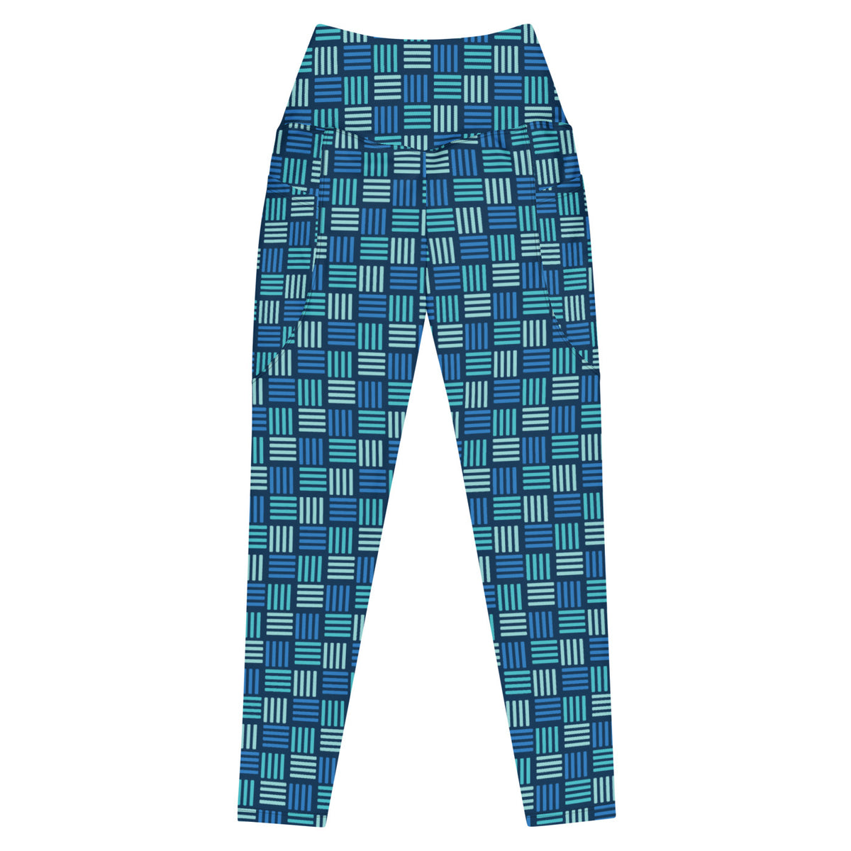 Ocean Basket leggings with pockets, Printful supplier front mockup