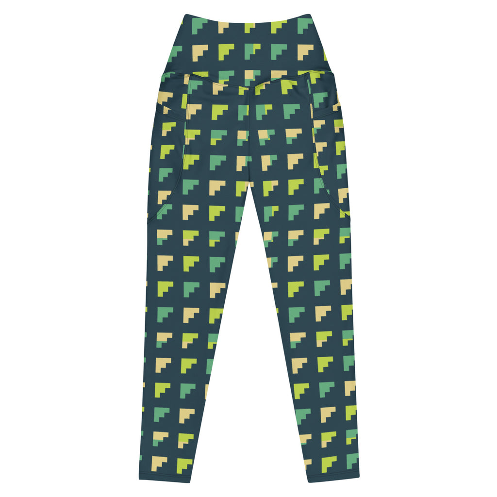 Citron Steps leggings with pockets, Printful supplier front mockup