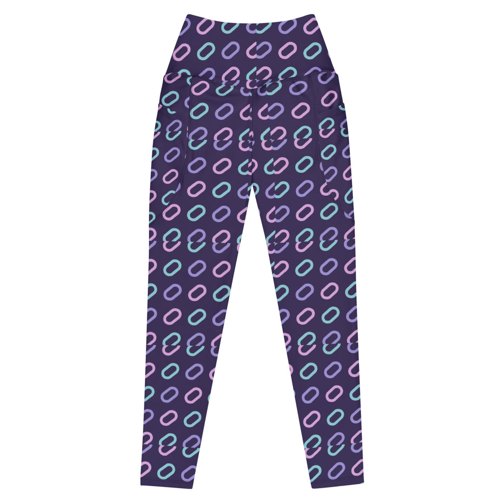 Lavender Links leggings with pockets, Printful supplier front mockup