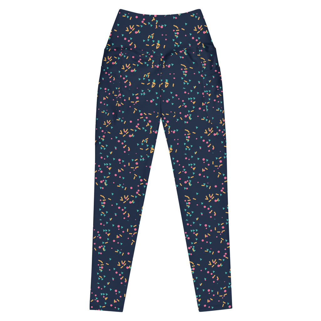 Carnival Confetti leggings with pockets, Printful supplier front mockup