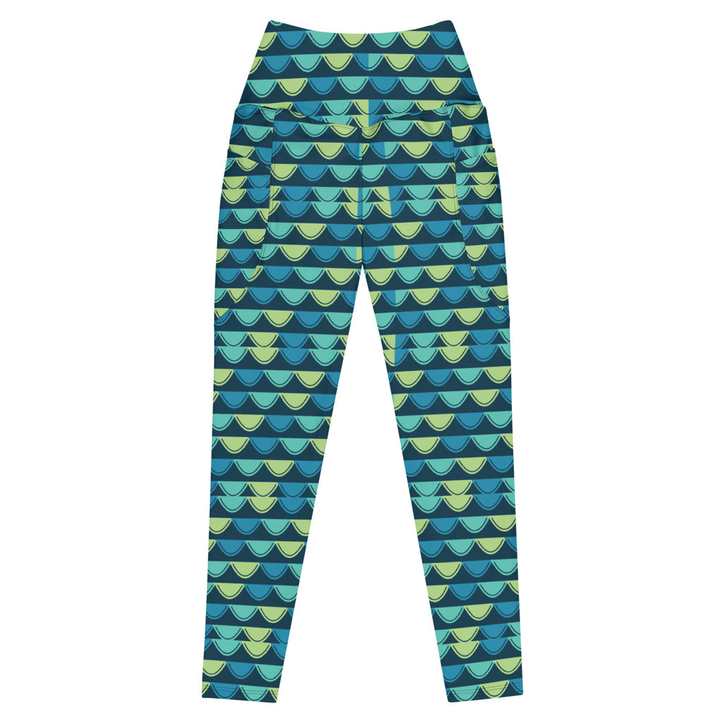 Pacific Scales leggings with pockets, Printful supplier front mockup