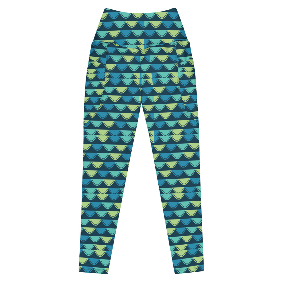 Pacific Scales leggings with pockets, Printful supplier front mockup