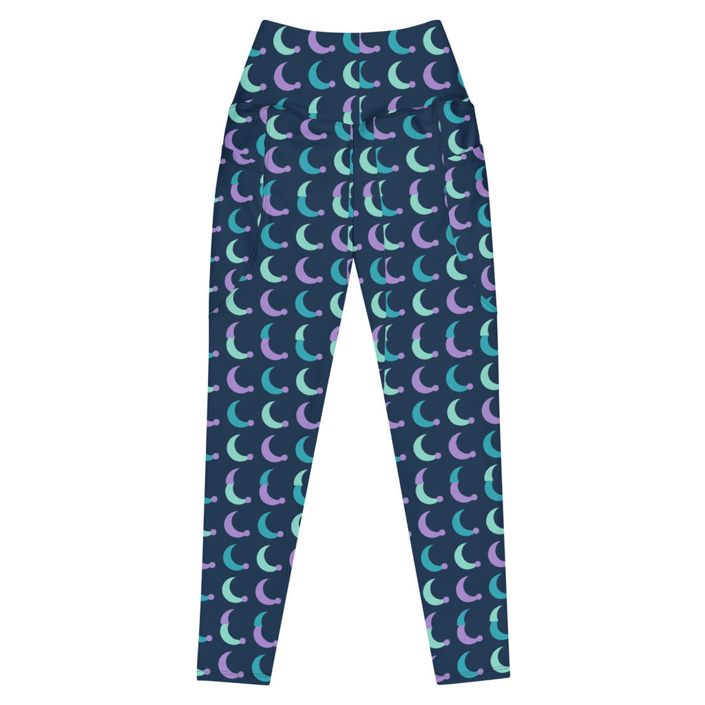 Turquoise Eclipse leggings with pockets, Printful supplier front mockup