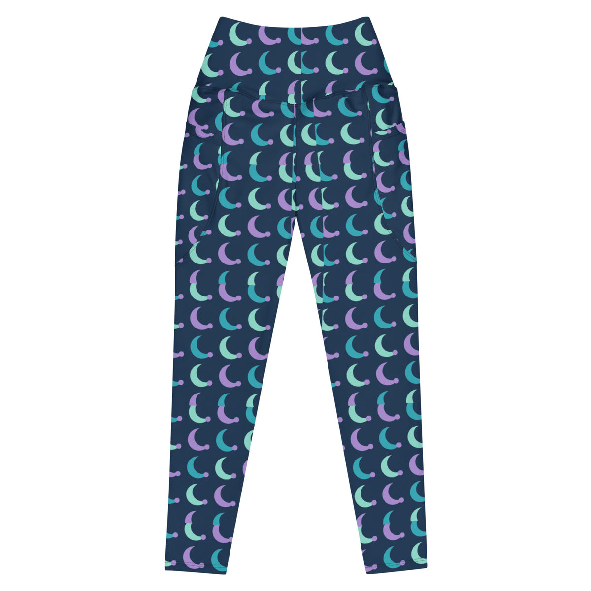 Turquoise Eclipse leggings with pockets, Printful supplier front mockup