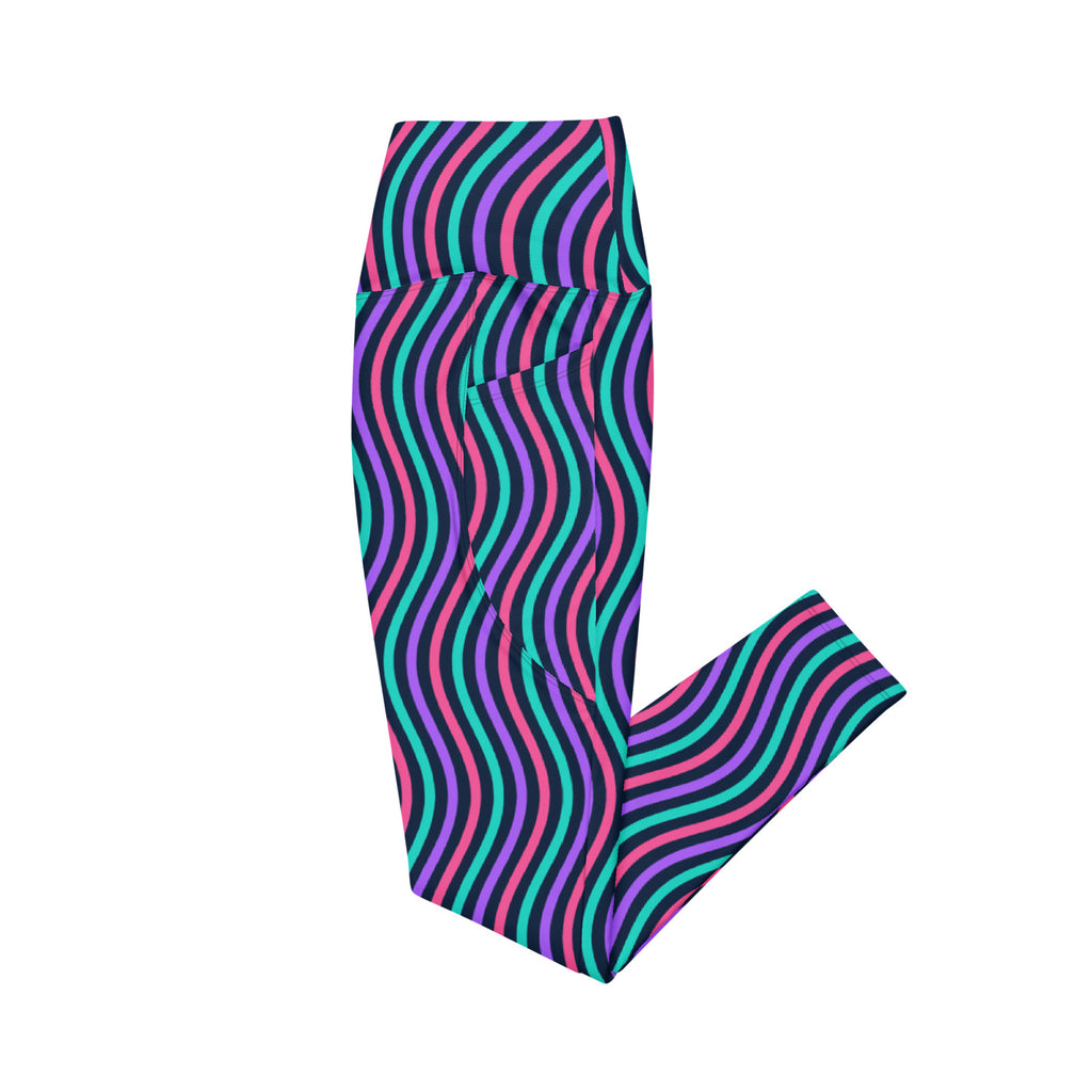 Aurora Contour leggings with pockets, Printful supplier left side mockup