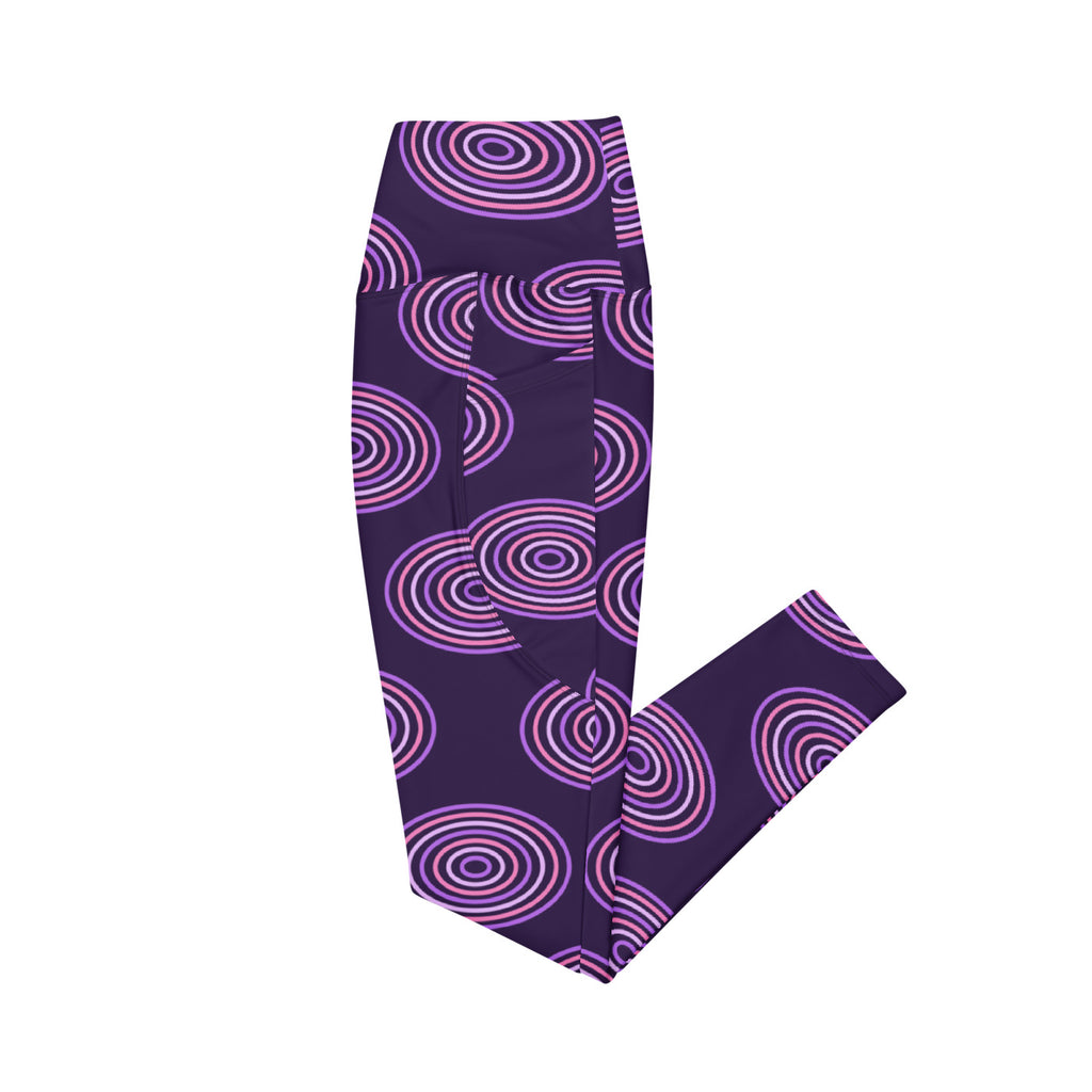 Orchid Ripple leggings with pockets, Printful supplier left side mockup