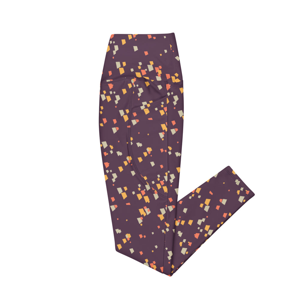 Mango Terrazzo leggings with pockets, Printful supplier left side mockup