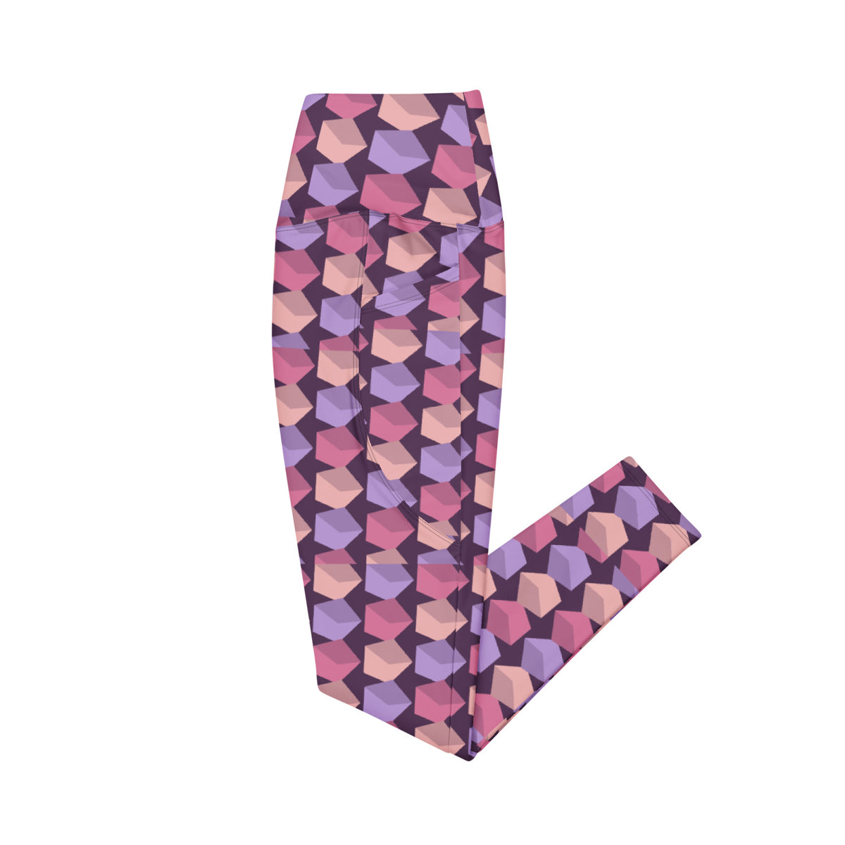 Rose Quartz leggings with pockets, Printful supplier left side mockup