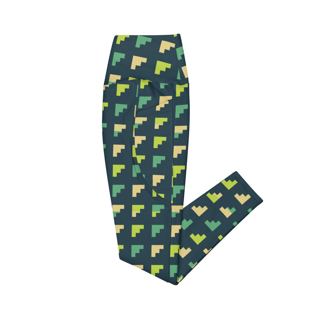 Citron Steps leggings with pockets, Printful supplier left side mockup