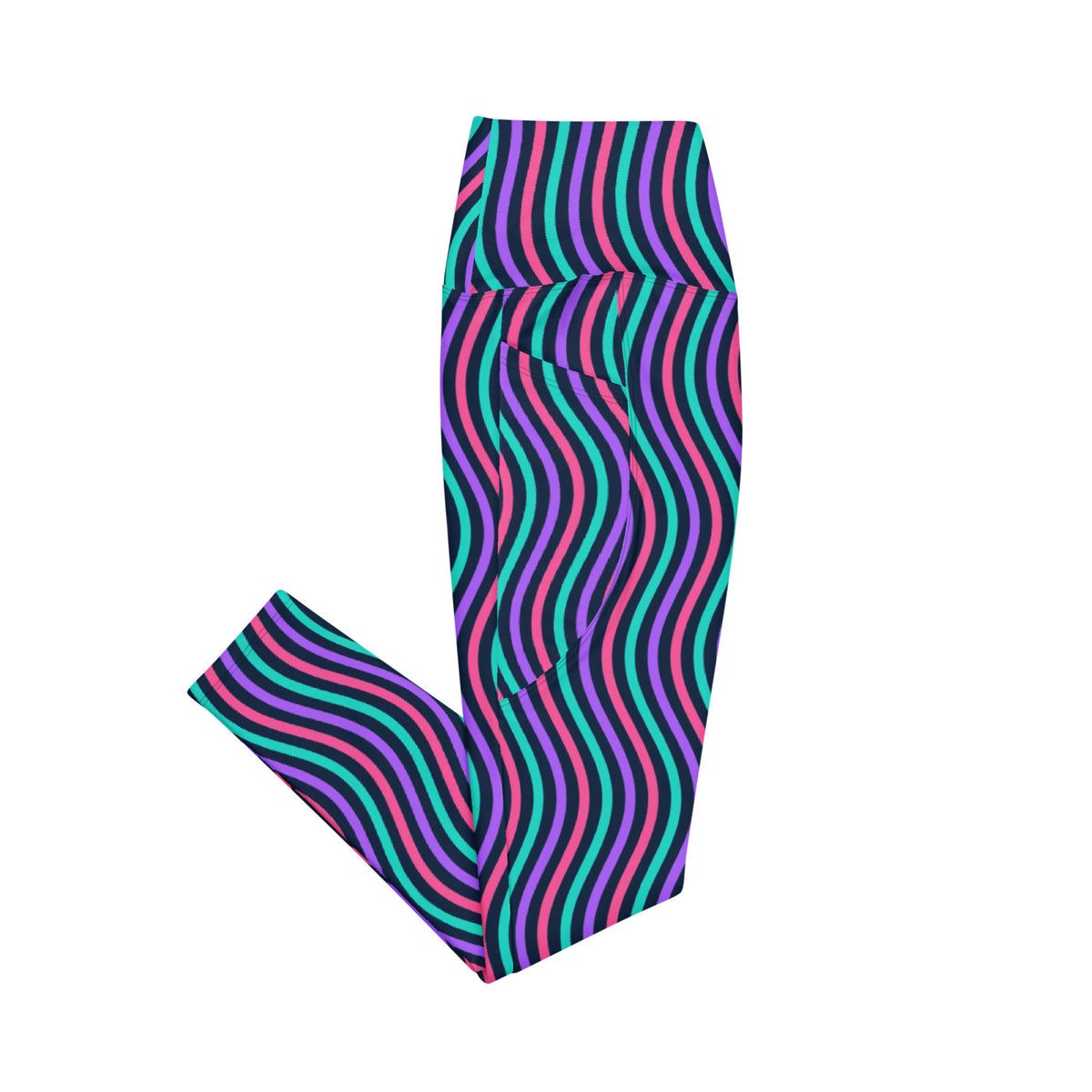 Aurora Contour leggings with pockets, Printful supplier right side mockup