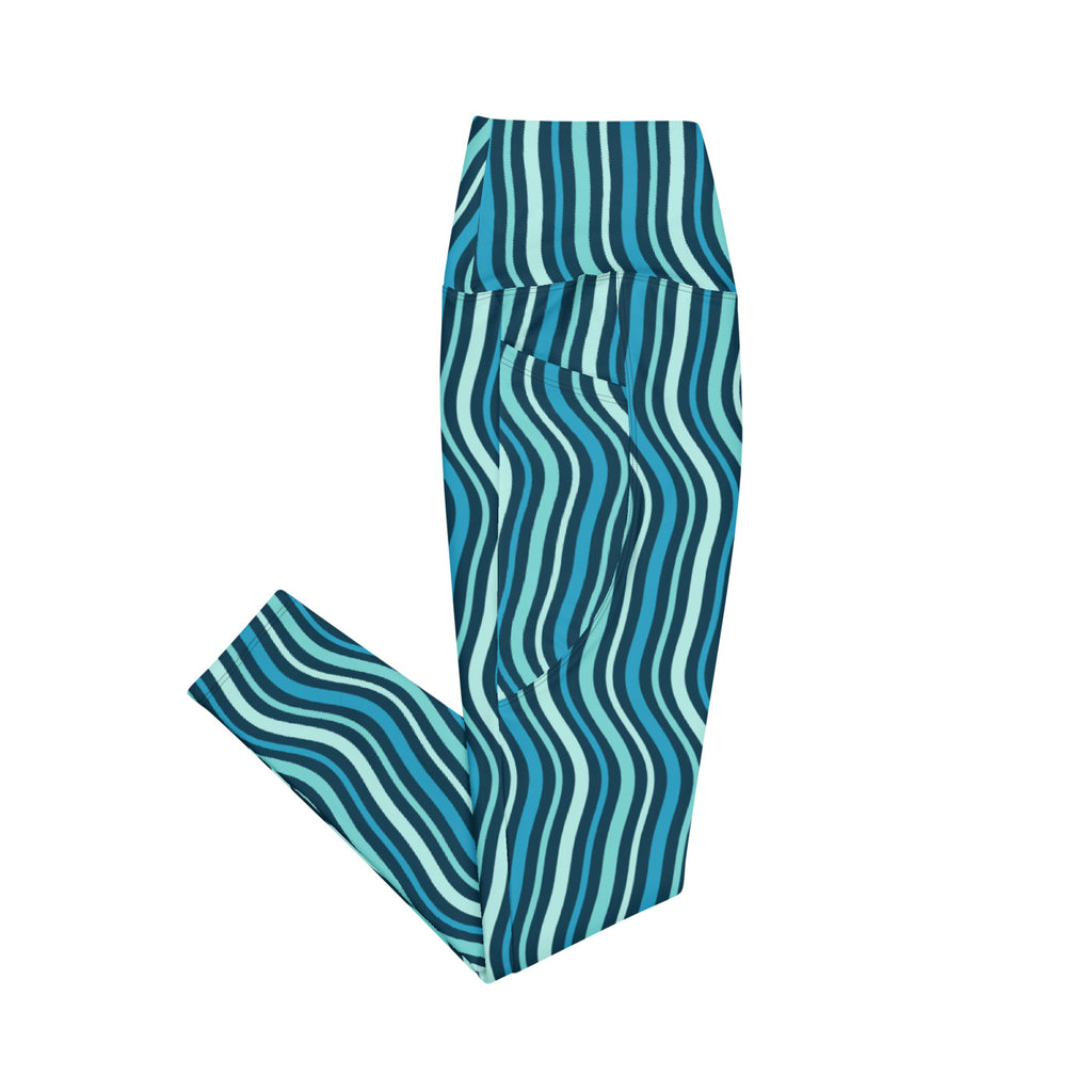 Glacier Current leggings with pockets, Printful supplier right side mockup