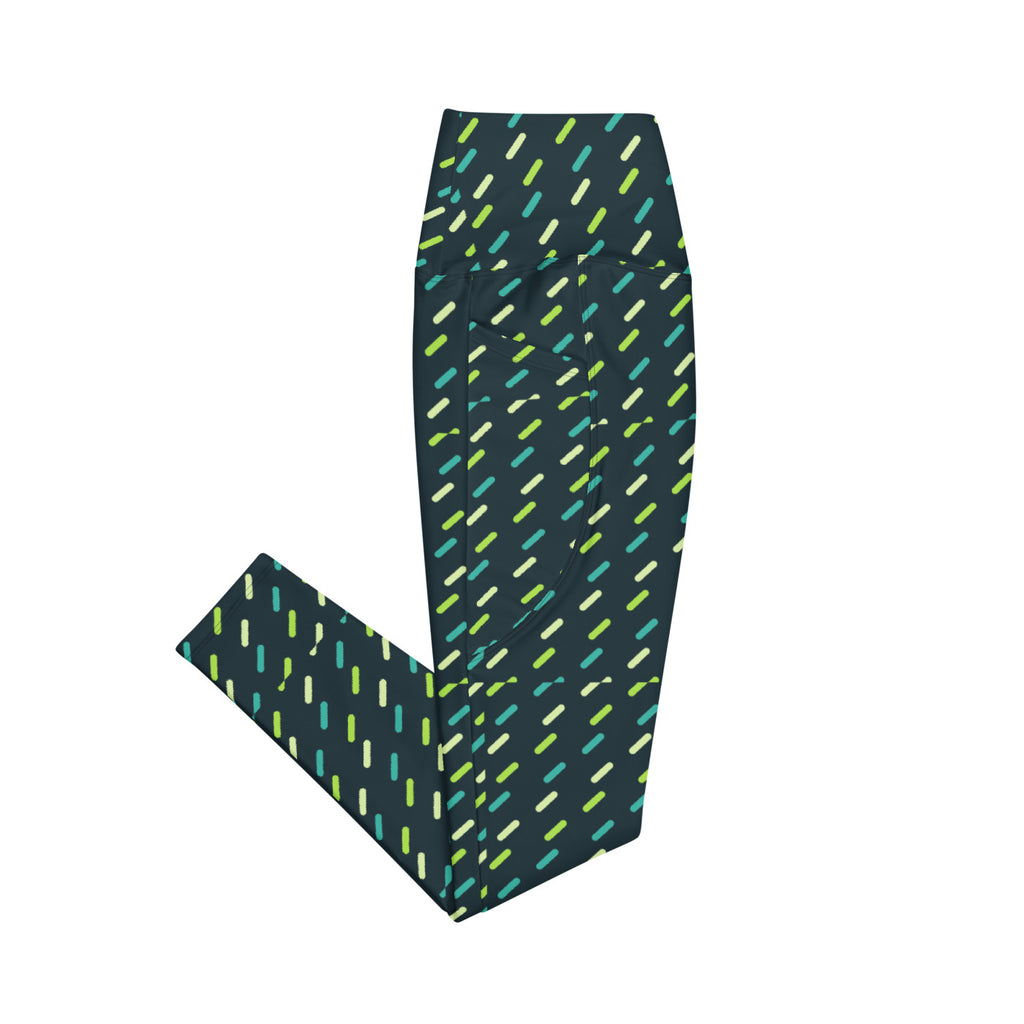 Lime Kinetic leggings with pockets, Printful supplier right side mockup
