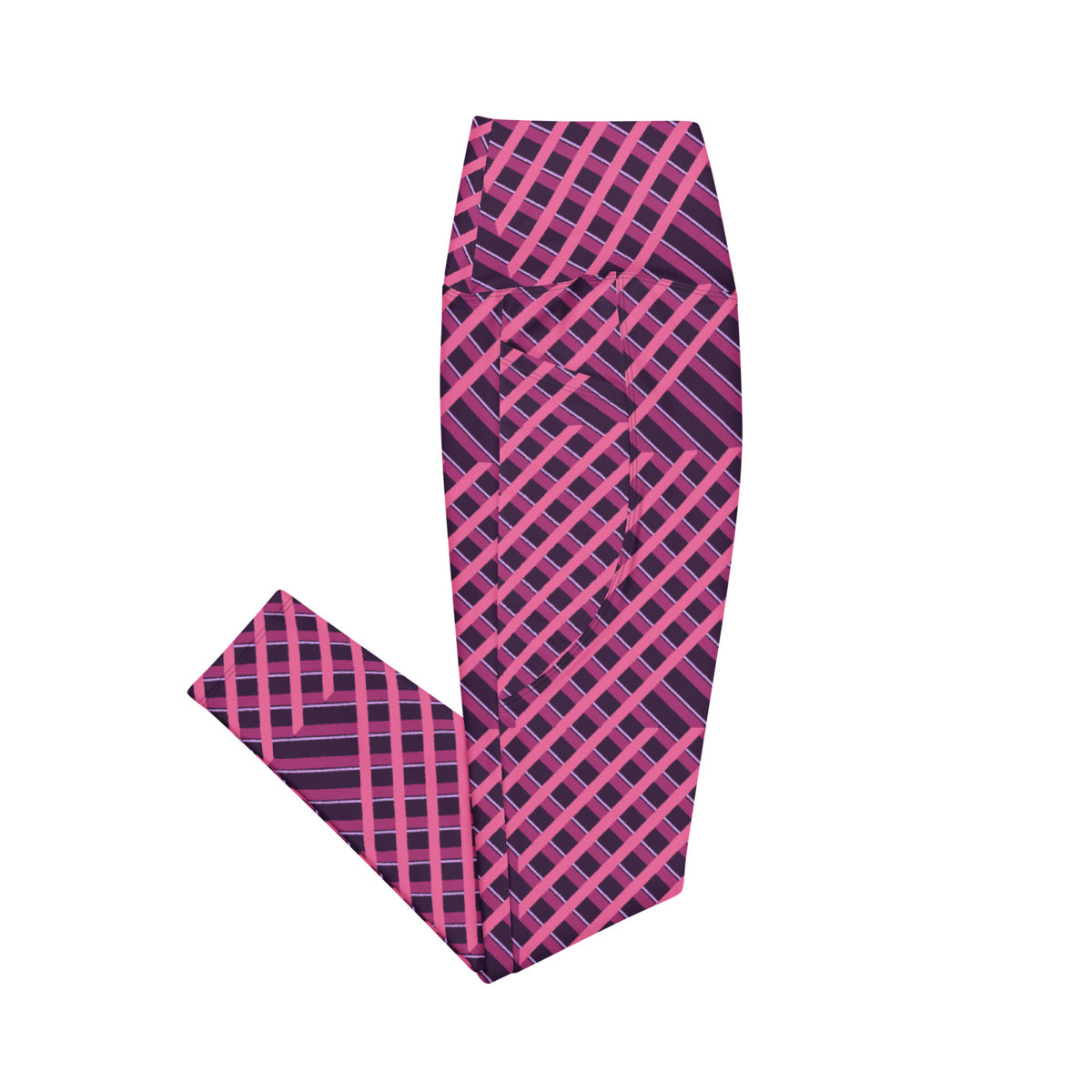 Berry Lattice leggings with pockets, Printful supplier right side mockup