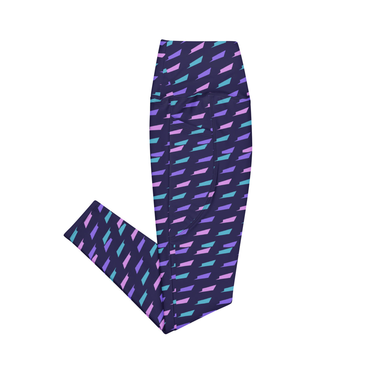 Violet Brush leggings with pockets, Printful supplier right side mockup
