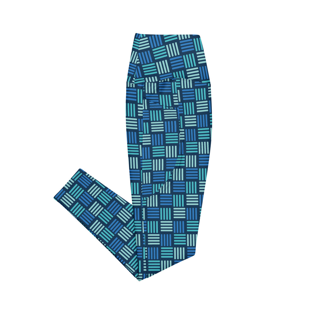 Ocean Basket leggings with pockets, Printful supplier right side mockup