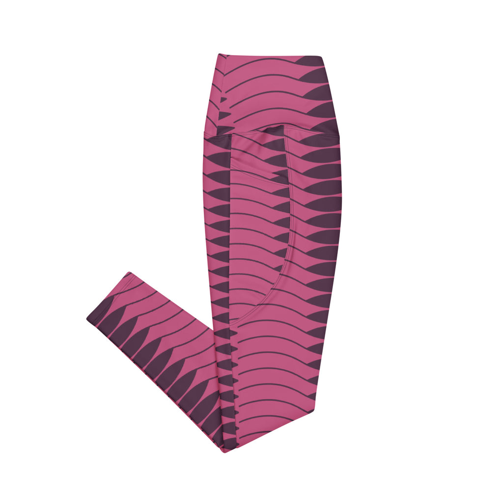 Papaya Dunes leggings with pockets, Printful supplier right side mockup