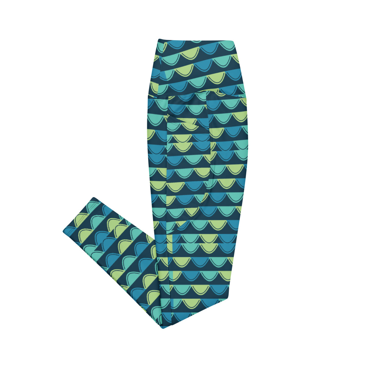 Pacific Scales leggings with pockets, Printful supplier right side mockup