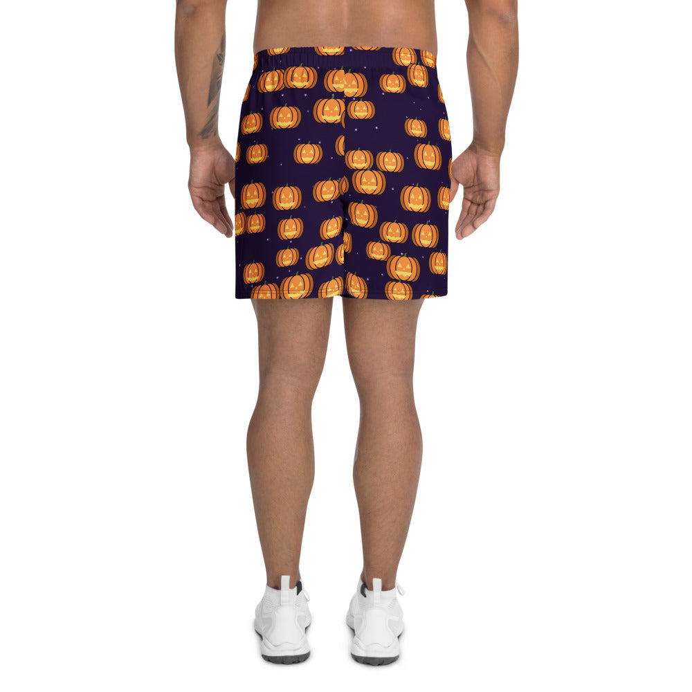 Halloween Witching Purple Jack-O'-Lantern athletic multipurpose shorts, Printful supplier mockup 4