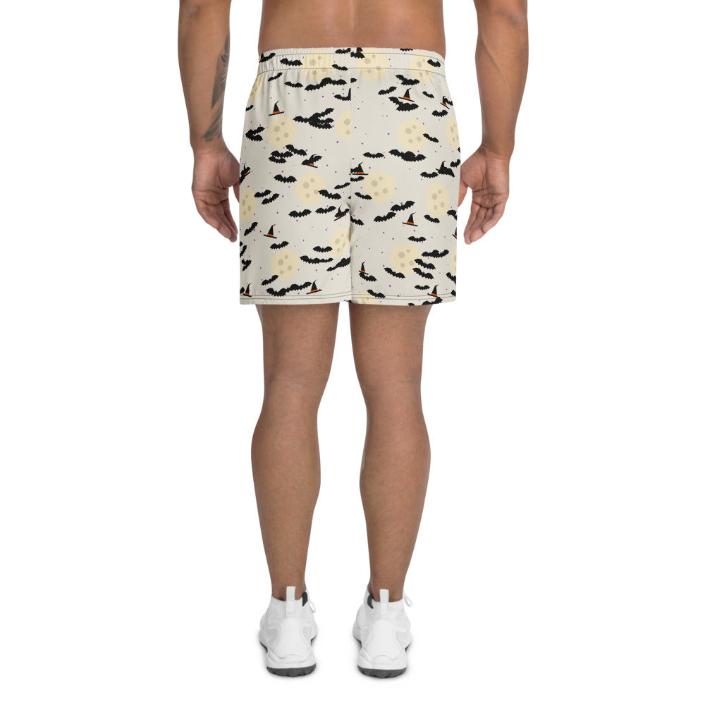 Halloween Bone White Haunted Moon athletic multipurpose shorts, Printful supplier mockup 4