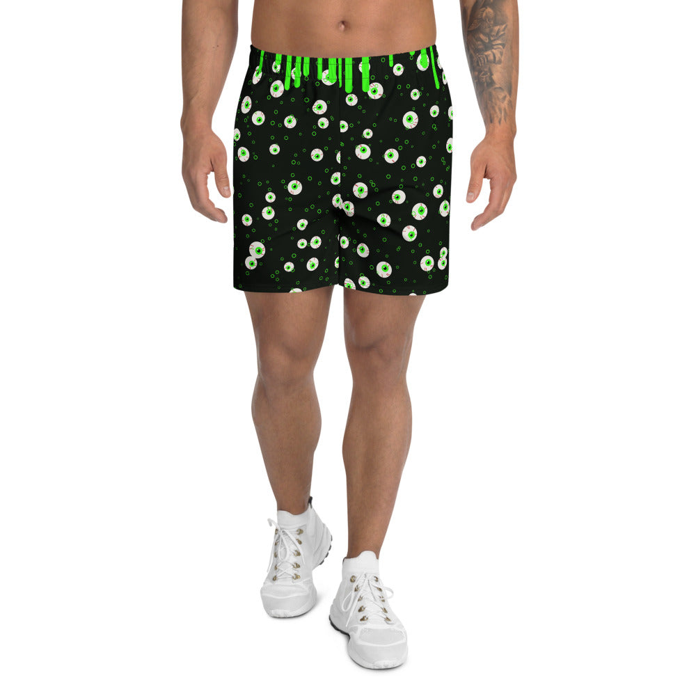 Halloween Toxic Slime Drip athletic multipurpose shorts, Printful supplier mockup 1