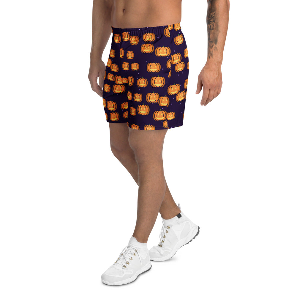 Halloween Witching Purple Jack-O'-Lantern athletic multipurpose shorts, Printful supplier mockup 3