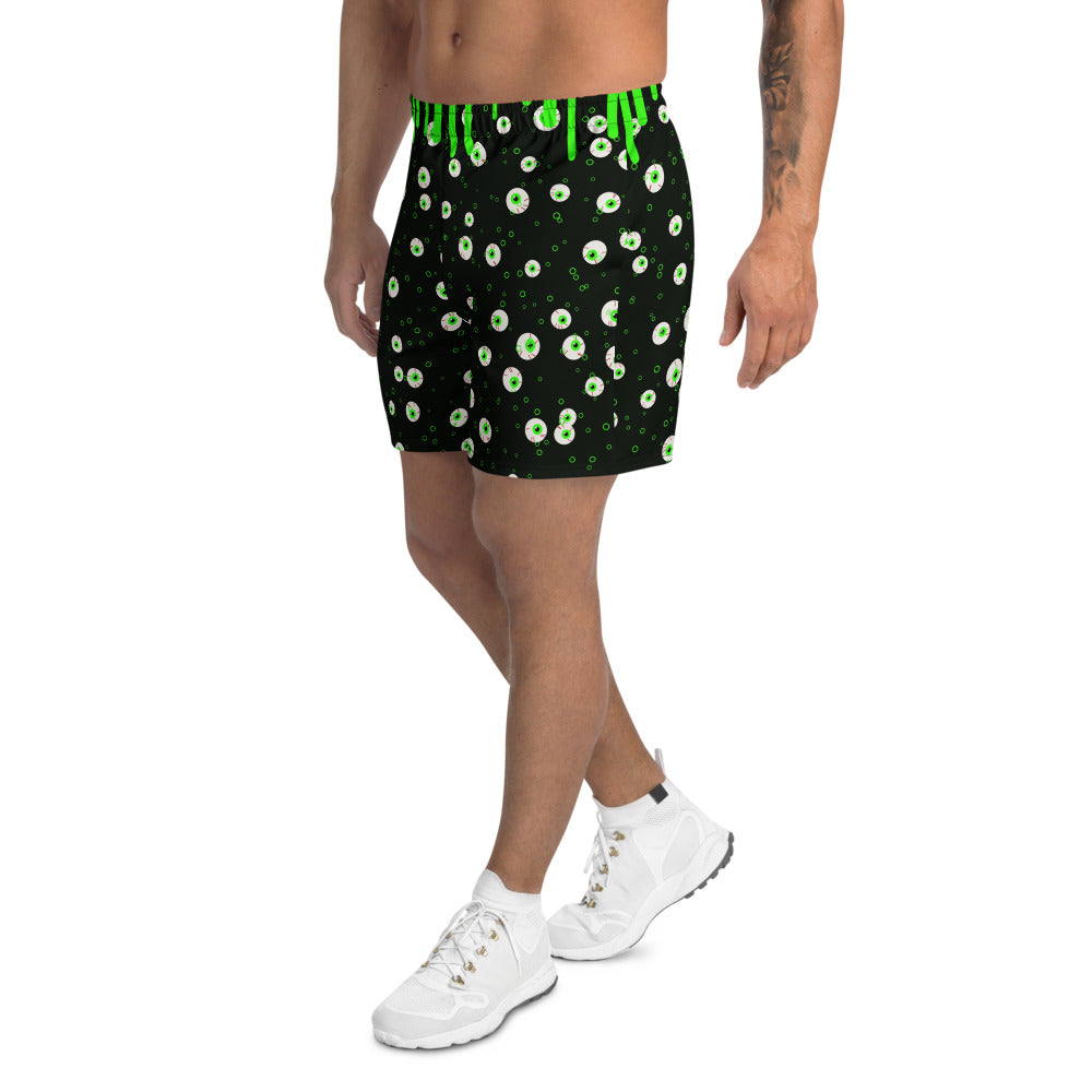 Halloween Toxic Slime Drip athletic multipurpose shorts, Printful supplier mockup 3