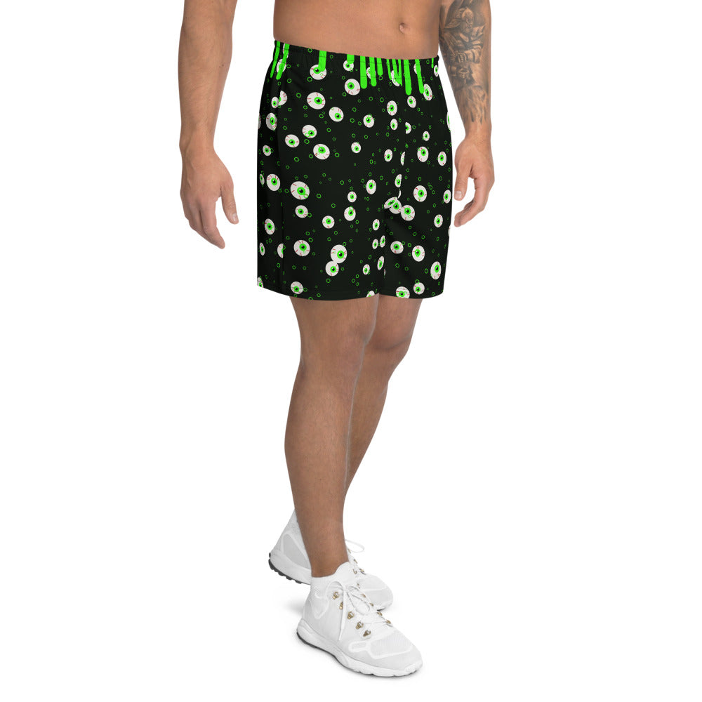 Halloween Toxic Slime Drip athletic multipurpose shorts, Printful supplier mockup 2