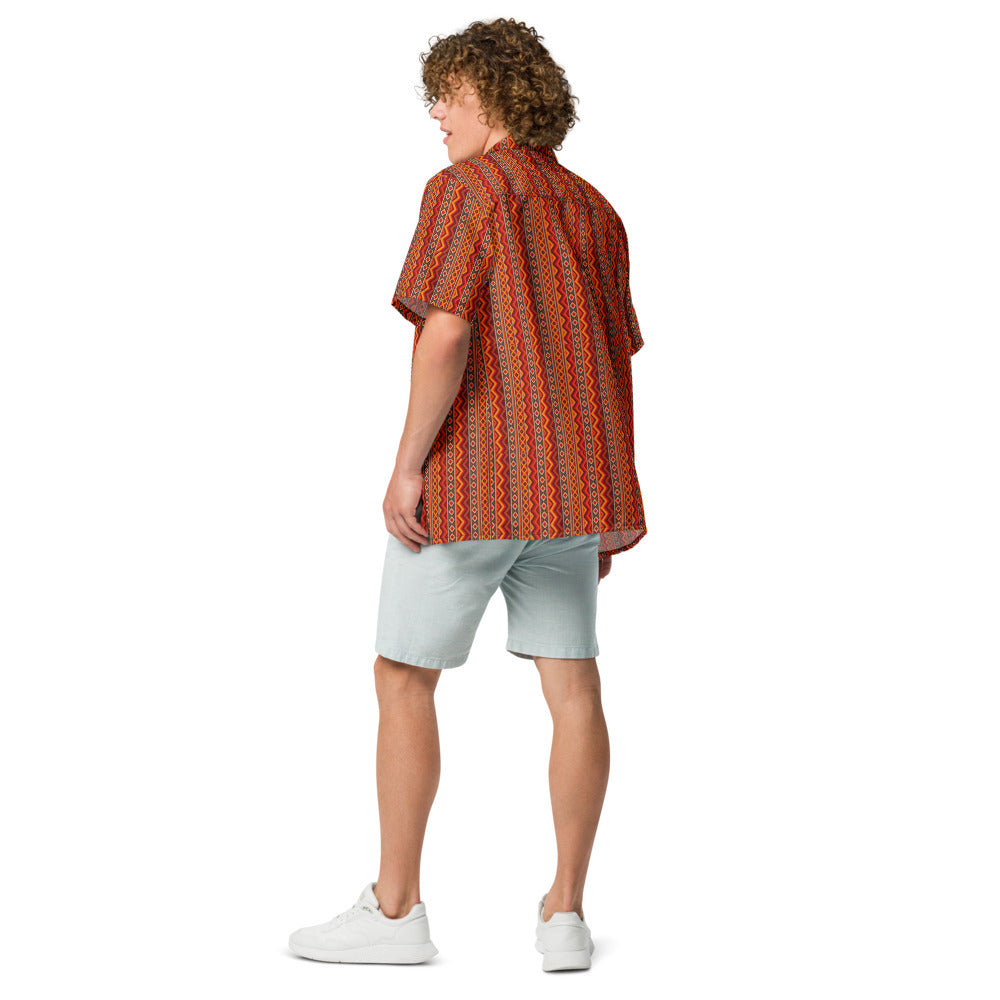 Solar Crochet Stripe button-up shirt back view