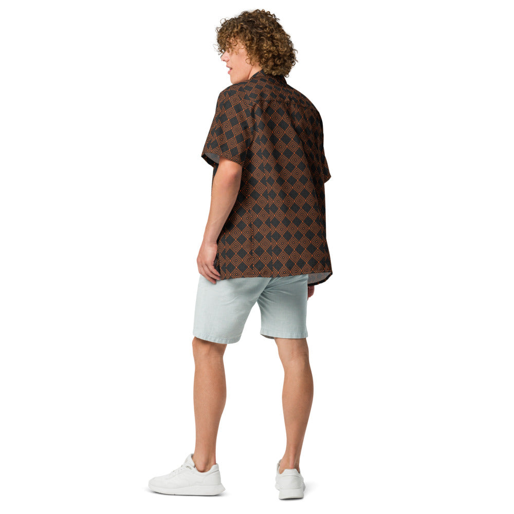 Black Ember Diamond button-up shirt back view