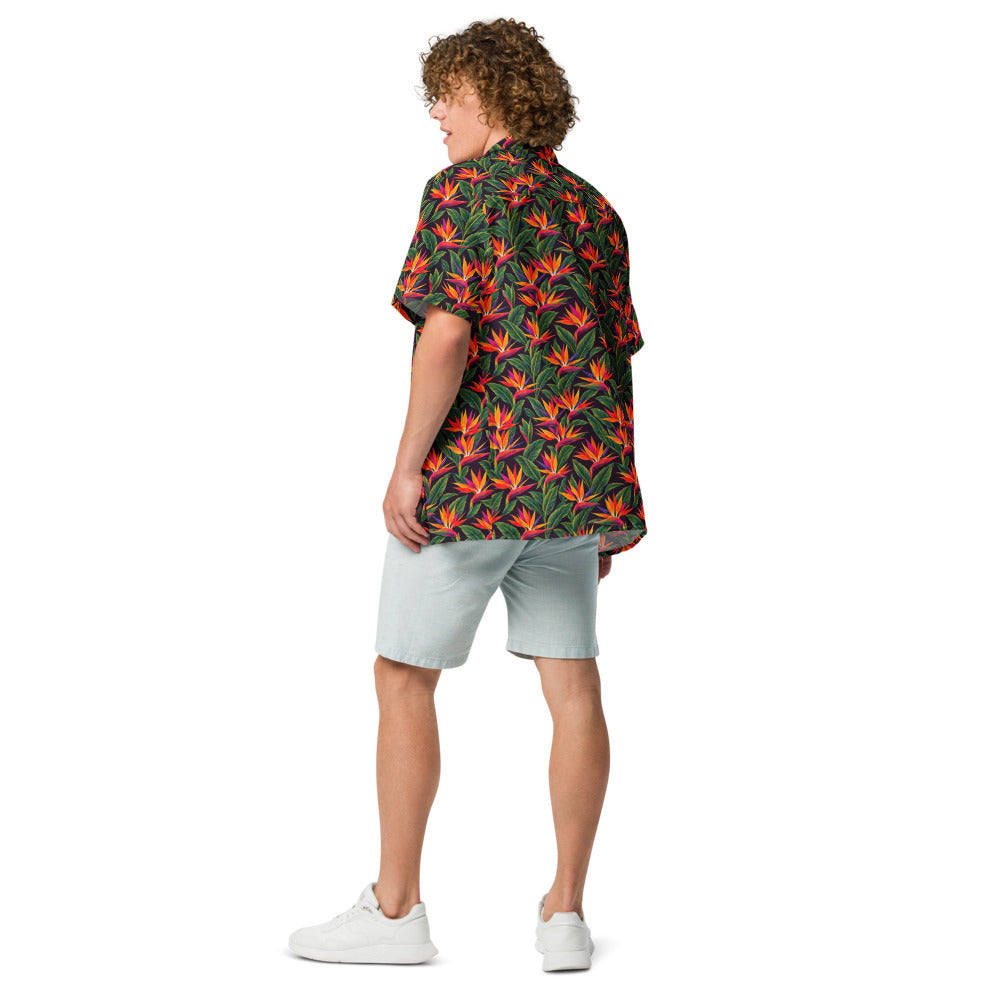 Bird of Paradise Blaze button-up shirt back view