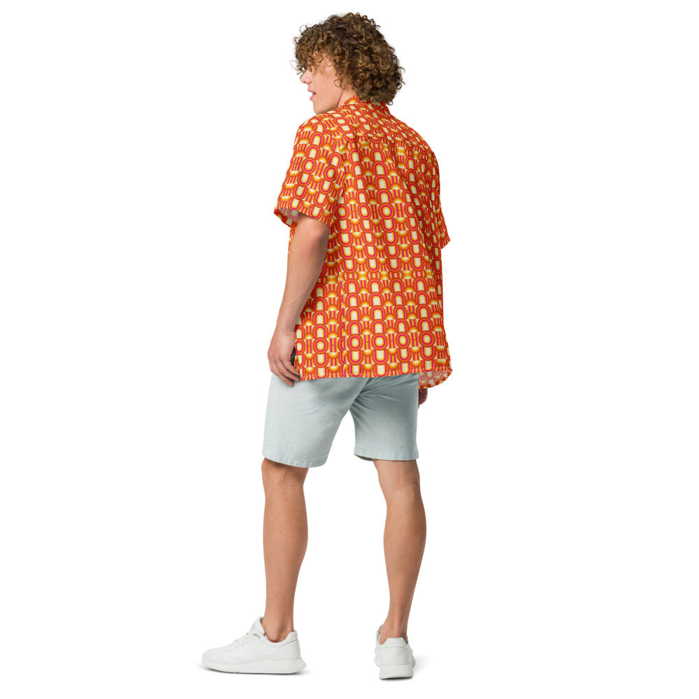 Tequila Sunrise Geo button-up shirt back view