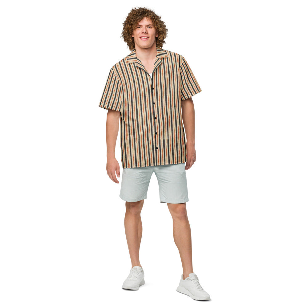 Ember Jacquard Stripe button-up shirt front view