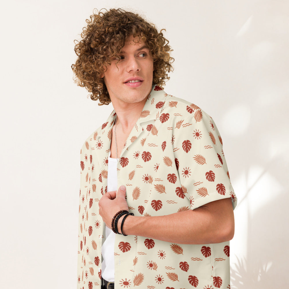 Desert Sun button-up shirt on a man, front